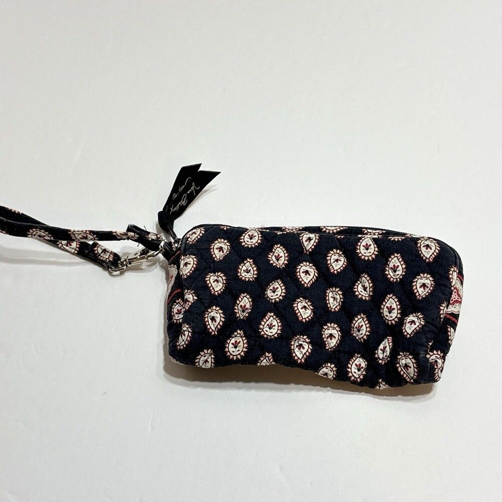 Vintage Paisley Vera Bradley Wristlet Black Quilted Made In USA